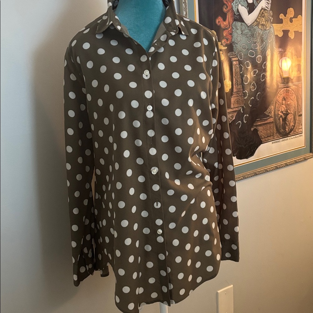 Brown Polka Dot Button-Up Shirt